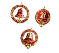 Lot de 3 cloches de Noël en métal pour anniversaire de 250 ans, décoration à suspendre pour sapin de vacances, festival, célébration, histoire de Noël