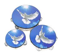 Lot de 3 cloches de tambourin à double rangée de 25,4 cm, 20,3 cm, 15,2 cm pour enfants et adultes