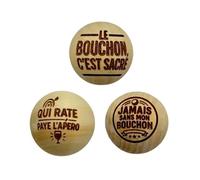 Lot de 3 Cochonnets de Pétanque en Bois Poli avec Message (Modèle: TM-COCHMES_BOISV1)