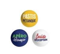 Lot de 3 Cochonnets Pétanque Club - Couleurs : Bleu, Blanc, Jaune