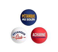 Lot de 3 Cochonnets Pétanque Club - Couleurs : Bleu, Blanc, Rouge