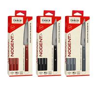Lot de 3 coffrets de 4 couteaux de table Silhouette rouge vin, bleu-gris et noir Nogent