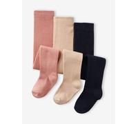 VERTBAUDET Lot de 3 collants bébé maille vieux rose 23/26