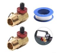 Lot de 3 collecteurs de réservoir d'air en laiton pour compresseurs, 125-150 PSI (± 5 %) avec bouton en aluminium, port de réservoir MNPT 1,27 cm + port de tuyau FNPT 1/4", design de valve anti-fuite