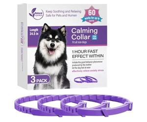Lot de 3 colliers apaisants pour chien - Collier de phéromones pour animaux de compagnie, soulage le chien, réduit le stress, la dissociation et les comportements indésirables.