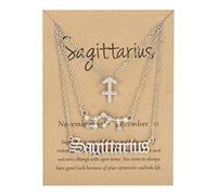 Lot de 3 colliers avec pendentif en forme de constellation du zodiaque - Style rétro - Carte en papier - Horoscope floral - Mois de naissance - Pour femme - Cadeau de Saint-Valentin, Métal, Strass