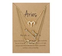 Lot de 3 colliers avec pendentif en forme de constellation du zodiaque - Style rétro - Carte en papier - Horoscope floral - Mois de naissance - Pour femme - Cadeau de Saint-Valentin