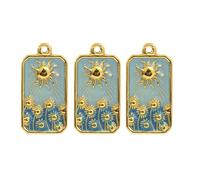 Lot de 3 colliers avec pendentif tournesols en acier robuste pour femme avec carte de tarot émaillée et breloque étoile, taille unique, Comme décrit, Comme décrit.