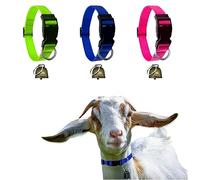 Lot de 3 Colliers de chèvre avec Clochette réglables en Nylon pour Mouton, Cheval, Mouton, Clochette en Bronze Anti-Perte, Accessoires pour Vache, chèvre et Petit Animal de Ferme, Accessoires pour