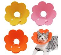 Lot de 3 colliers de protection pour chat - Anti-léchage - Pour éviter les morsures et les griffures (rose, orange, jaune) (S)