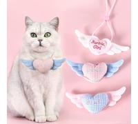 Lot de 3 colliers en forme de cœur pour chat - Collier fantaisie réglable pour chien et chat avec aile de cœur pour petits chiens et chats pour anniversaire, Nouvel An, mariage, Saint-Valentin
