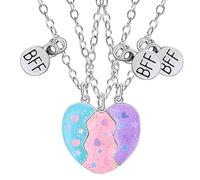 Lot de 3 colliers puzzle en forme de cœur pour meilleur ami - Pendentif en alliage magnétique - Cadeau d'amitié symbolique pour l'obtention d'un diplôme d'anniversaire, Siehe Beschreibung, Voir