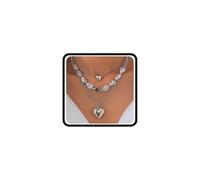 Lot de 3 colliers ras du cou empilables en plaqué or avec pendentif en forme de cœur pour femme, style punk, hip-hop, bijoux de fête, cadeaux, Large, Métal, Pas de gemme