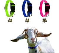 Lot de 3 colliers réglables en nylon pour animaux de la ferme avec cloche | Gamme de 33 à 54,6 cm, utilisation chèvre et mouton, petit bétail, nylon durable, comprend une clochette
