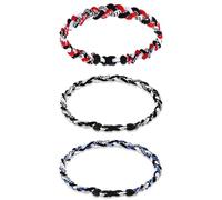 Lot de 3 colliers tornade de baseball tressés à 3 cordes pour hommes et garçons, collier de sport en nylon durable à trois tresses, cadeau pour les joueurs de baseball, les fans de softball, les