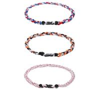 Lot de 3 colliers tornade de baseball tressés à 3 cordes pour hommes et garçons, collier de sport en nylon durable à trois tresses, cadeau pour les joueurs de baseball, les fans de softball, les