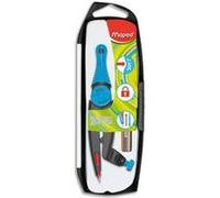 Lot de 3 Compas Stop and Safe à bague + 1 crayon mini Black'Peps assortis bleu, orange ou rose G