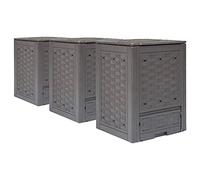 Lot de 3 Composteur de Jardin, Bac à Compost Composteur Thermique Compostage Rapide pour Déchets 3 pcs 60x60x83 cm 900 L Plastique rotin