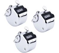 lot de 3 compteurs manuels mécaniques Counter Klicker en métal Podomètre avec boucle métallique Lot de 3 compteurs de quantité mécaniques pour l'inventaire Compteur de pièces [4 chiffres] Compteur man