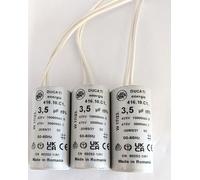 Lot de 3 Condensateur de démarrage universel avec câble 2 fils 3.5 uF 450V Permanent Moteur Appareils Electriques Ménagers Pompe Volet roulant