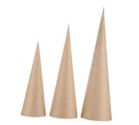 Lot de 3 cônes en papier mâché pour décorations de sapin de Noël, peinture, Halloween, travaux manuels, motricité fine - 15 cm, 25 cm, 35 cm