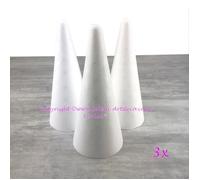Lot de 3 cônes en polystyrène plein de 28 cm de haut, diamètre de base 12 cm, densité supérieure - Unique