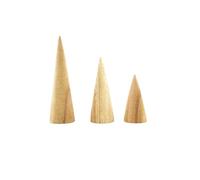 Lot de 3 cônes présentoirs à bagues en Bois Brut