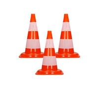 Lot de 3 cônes signalisation pylônes 47 cm orange blanc plot avec double bande réfléchissante empilable sécurité routière chantier travaux balisage