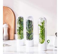Lot de 3 conservateurs d'herbes fraîches pour réfrigérateur avec couvercle avant transparent, récipient de conservation réutilisable pour herbes aromatiques, bouteille étanche pour coriandre, menthe,