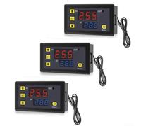 Lot de 3 contrôleurs de température numériques W3230 avec écran LCD, capteur étanche et fonction alarme, convient pour le contrôle automatique du chauffage et du refroidissement (12 V)