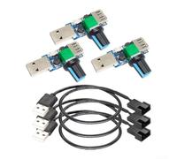 Lot de 3 contrôleurs de vitesse USB pour ventilateurs 5 V avec bouton de commande, compatibilité 30 cm 3 broches/4 broches, entrée DC 4-12 V, fonctionnement silencieux pour PC et bureau