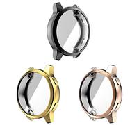 Lot de 3 coques compatibles avec Garmin Vivoactive 4S avec protecteur d'écran, coque souple en TPU antichoc et anti-rayures pour Garmin Vivoactive 4S (noir/doré/or rose)