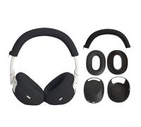 Lot de 3 coques de protection en silicone pour casque Sony Wh-1000Xm6 avec bandeau, cache-oreilles, coque de voyage, noir, bleu, gris, rose (noir)