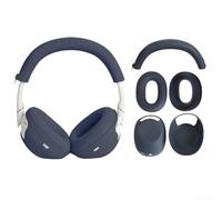 Lot de 3 coques de protection en silicone pour casque Sony Wh-1000Xm6 avec bandeau, cache-oreilles, étui de voyage, noir, bleu, gris, rose (bleu)