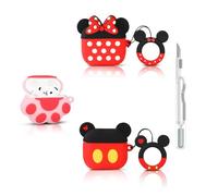 Lot de 3 coques de protection en silicone pour écouteurs sans fil AirPods 4ème génération, avec kit de stylo de nettoyage, étui de chargement XMBYGY en silicone dessin animé et mousqueton pour hommes