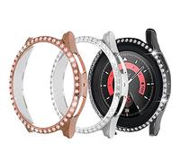 Lot de 3 coques de protection rigides pour Samsung Galaxy Watch 5 Pro de 45 mm en plaqué polycarbonate avec strass brillants