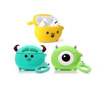 Lot de 3 coques pour AirPods Pro 2e/1ère génération (2022/2019) avec porte-clés - Coque de protection en silicone XMBYGY mignonne avec design cartoon pour garçons et filles (WIN+MQ+Monster)