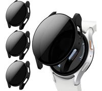 Lot De 3 Coques Vie Privée Pour Samsung Galaxy Watch7 44mm - Bumper Pc Rigide + Verre Trempé Anti-Espion, Protection Intégrale Noir