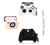 Lot de 3 coques XMBYGY pour AirPods Pro 2e/1ère génération (2022/2019), avec mousqueton, coque de charge en silicone à motif de peau mignonne de dessin animé pour AirPods Pro 1/2 (BKGP+WTGP+CAME)