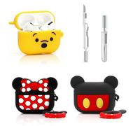 Lot de 3 coques XMBYGY pour écouteurs AirPods Pro 2e/1ère génération avec kit de stylo de nettoyage, étui de charge en silicone mignon dessin animé pour AirPods Pro 1/2 (MC+WN+MN)