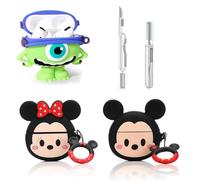 Lot de 3 coques XMBYGY pour écouteurs AirPods Pro 2e/1ère génération avec kit de stylo de nettoyage, étui de charge en silicone mignon dessin animé pour AirPods Pro 1/2 (3DMQ+MNF+MCF)