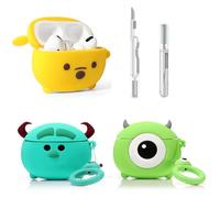 Lot de 3 coques XMBYGY pour écouteurs AirPods Pro 2e/1ère génération avec kit de stylo de nettoyage, étui de charge en silicone mignon dessin animé pour AirPods Pro 1/2 (RMQ+RMS+RWN)