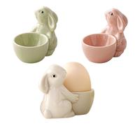 Lot de 3 coquetiers en céramique en forme de lapin pour œufs à la coque, porte-œufs colorés en céramique pour cuisine, petit déjeuner, brunch