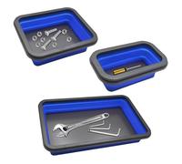 Lot de 3 Coquilles de Fixation Magnétiques, Plateaux Magnétiques en Silicone, Plateaux Pliables, Accessoires D'atelier pour Petits Boulons, Vis, Écrous et Rondelles (Bleu) (Bleu)