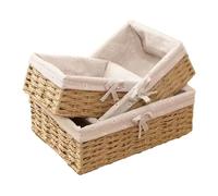 Lot de 3 corbeilles à pain tressées en rotin, Corbeille à pain en rotindurable, Bol de service en rotin tressé à la main pour comptoirs de cuisine, tables à manger, boulangerie, snacks, ferme