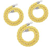 Lot de 3 cordes de barrière de contrôle des foules jaunes - Cordes tressées durables de 4 à 8 pieds for files d'attente for événements et lieux(Silver Hook,110cm)