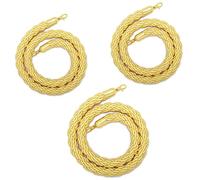 Lot de 3 cordes de maintien jaunes for le contrôle des foules - Cordes de barrière tressées de 4 à 8 pieds for la gestion des événements et le contrôle des files d'attente(Gold Hook,60cm)