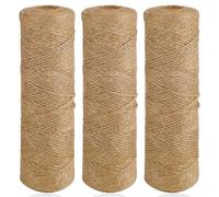 Lot de 3 Cordes en Jute, Corde en Jute Naturelle de 1,5 mm, Corde Faite à la Main de 300 m, adaptée au Jardin, au Bricolage, cordeau Jardin, Emballage Fait à la Main