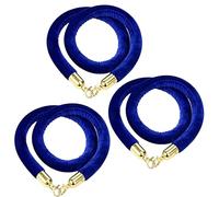 Lot de 3 cordes en velours bleu marine de 2,7 m - Barrière de contrôle de la foule avec crochets pour la sécurité des lignes de file d'attente en plein air - Idéal pour les événements et les lieux