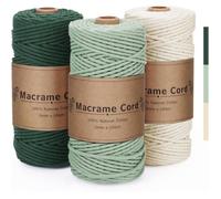Lot de 3 Cordes Macramé, Corde en Coton, 3mm X 100m pour l'Artisanat, Tentures Murales Décoration d'Intérieur